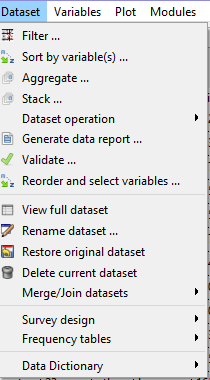 The Dataset menu