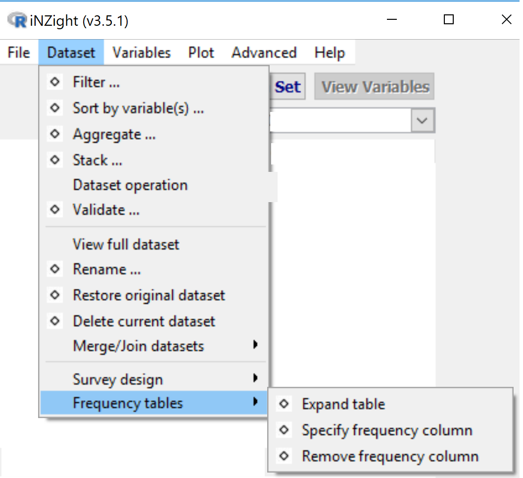 Frequency data in iNZight.