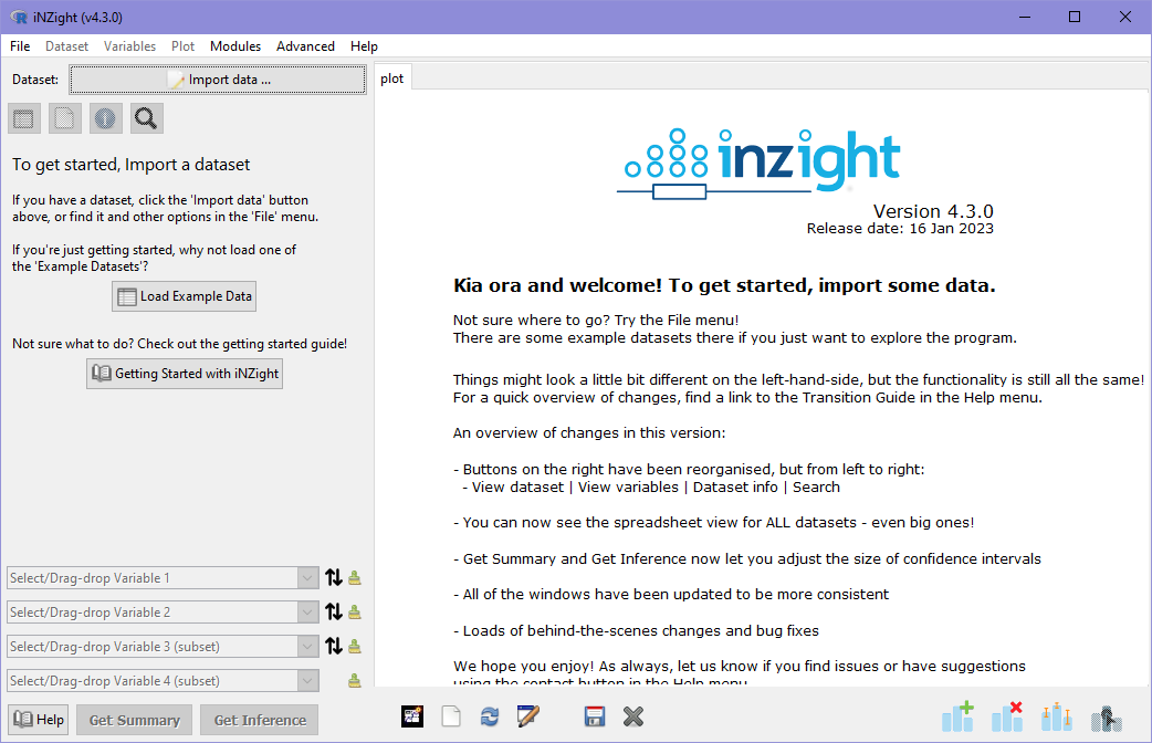 iNZight Desktop interface
